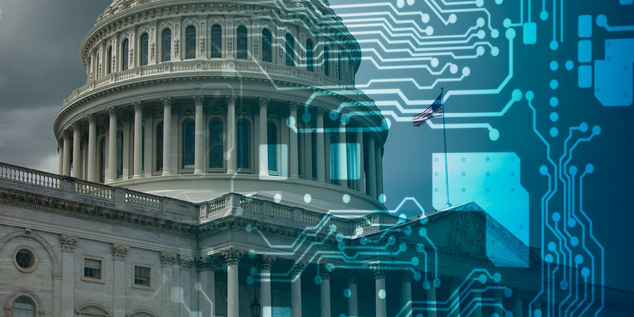 Capital Building with computer chip image overlaid.